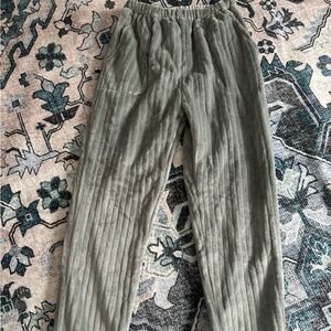 Cozy Gray Ribbed Pants with Fleece Cuffs